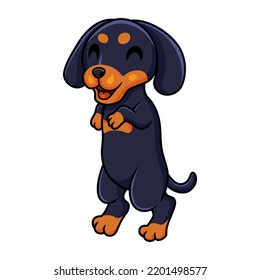 Cute dashund dog cartoon posing