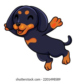 Cute dashund dog cartoon posing