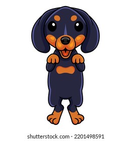 Cute dashund dog cartoon posing