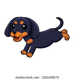 Caricatura de perro de Cute Dashund corriendo