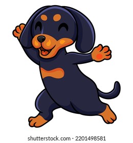 Cute dashund dog cartoon walking