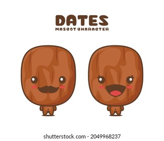 süße Dates Cartoon-Maskottchen, ObstVektorgrafik einzeln auf weißem Hintergrund