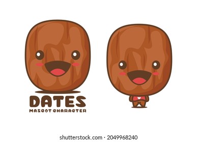cute dates cartoon mascot, fruit vector illustration, suitable for logos, packaging labels, stickers, etc.