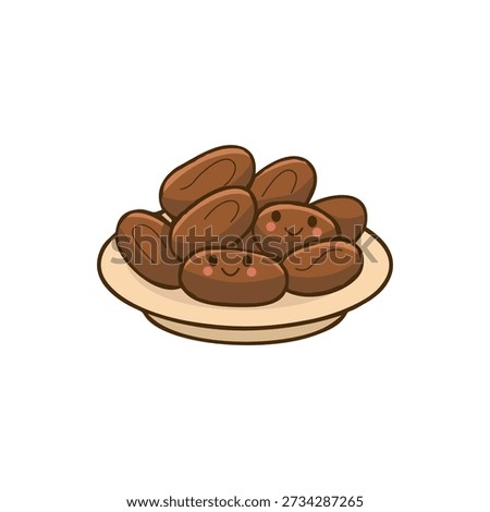 Cute Dates Fruit Plate Illustration for Ramadan and Islamic Theme