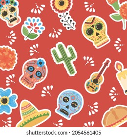cute day of dead mexican pattern
