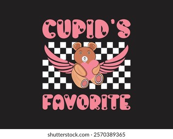 Cute Valentine’s Day graphic design cupid's winged teddy bear art illustration 