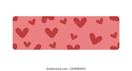 Cute Valentine’s day washi tape strips stickers. Stationary scrapbooking set. Valentines Day decoration and washi tapes. Vector illustration. 