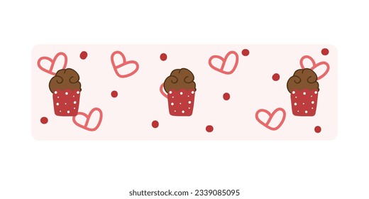 Cute Valentine’s day washi tape strips stickers. Stationary scrapbooking set. Valentines Day decoration and washi tapes. Vector illustration. 