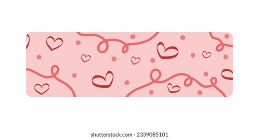 Cute Valentine’s day washi tape strips stickers. Stationary scrapbooking set. Valentines Day decoration and washi tapes. Vector illustration. 