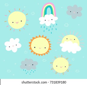 Cute Daytime Clip Art Set Sun Stock Vector (Royalty Free) 731839180 ...