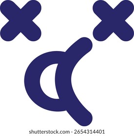 Icono lindo de la cara muerta en color de neón brillante