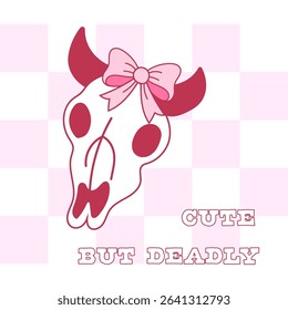 Cute but deadly cow skull illustration