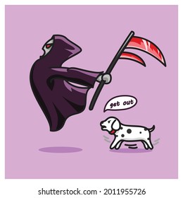 cute death angel being chased a dog halloween