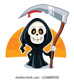 Cute death cartoon character halloween illustration