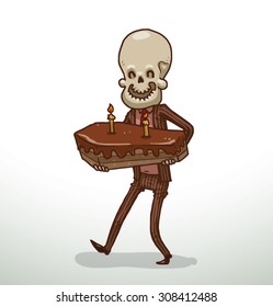 Cute death with coffin cake , vector