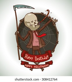 Cute death is having fun in frame, vector