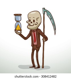 Cute death with a hourglass, vector