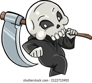 CUte Death reaper the skeleton figure ready to do his job in taking lives