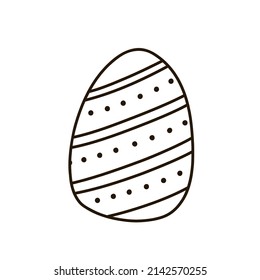 Cute Decorated Easter Egg Isolated On White Background. Vector Hand-drawn Illustration In Doodle Style. Perfect For Holiday Designs, Cards, Logo, Decorations.