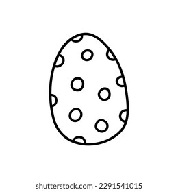 Cute decorated Easter egg isolated on white background. Vector hand-drawn illustration in doodle style. Perfect for holiday designs, cards, logo, decorations.