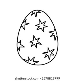 Cute decorated Easter egg isolated on white background. Vector hand-drawn illustration in doodle style. Perfect for holiday designs, cards, logo, decorations.