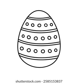 Cute decorated Easter egg isolated on white background. Vector hand-drawn illustration in doodle style. Perfect for holiday designs, cards, logo, decorations.