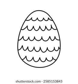 Cute decorated Easter egg isolated on white background. Vector hand-drawn illustration in doodle style. Perfect for holiday designs, cards, logo, decorations.