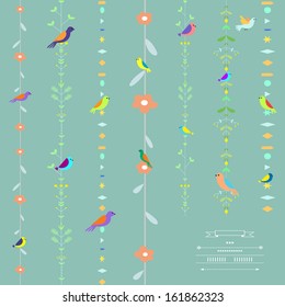 Cute decoration with birds in vector
