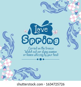Cute decoration of leaf and floral frame, for unique love spring greeting card template design. Vector