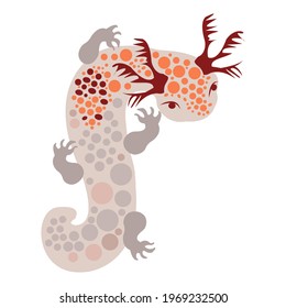Cute decorative aksolotl. Vector illustration for fabric, textile, print, patterns, card, poster.