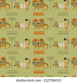 Cute decorative animal elements in seamless pattern. Scandinavian style background for textiles. Printing on fabric and paper. Vector illustration.