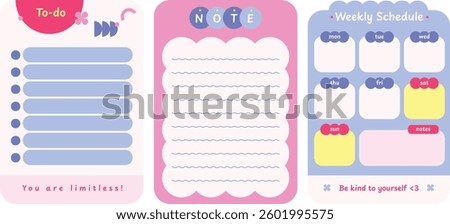 Cute decorative design for planner journaling stationery elements, notepad memopad bullet journal design