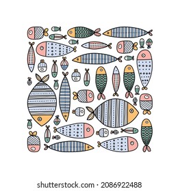 Cute decorative fish. Underwater world. Vector illustration.