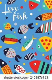 Zierfisch. Vectorsee-Plakat. Kinder-Illustration.