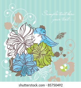 cute decorative frame with bird and flowers