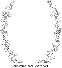 Cute decorative frame of clover and flowers