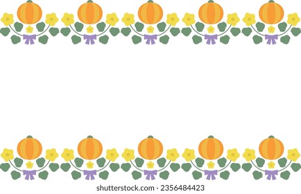 Cute decorative line frame of pumpkins 3