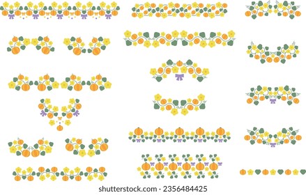 Cute decorative line frame of pumpkins set