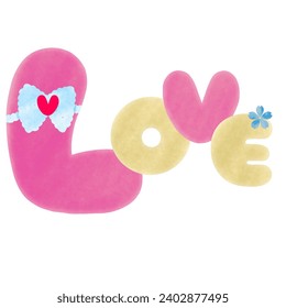 Cute decorative LOVE letters, drawn in watercolor style.
​
