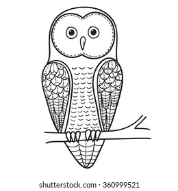 Cute decorative ornamental Owl, vector illustration