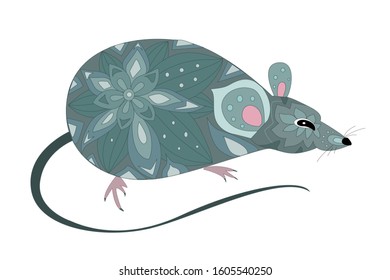 cute decorative rat. gray mouse for your design 