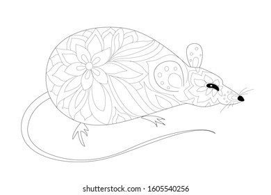 cute decorative rat for your coloring page