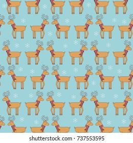 cute decorative reindeer christmas animal seamless pattern