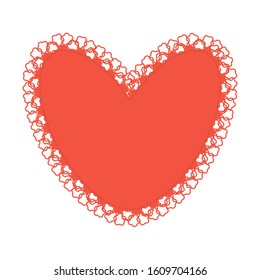 Cute decorative vintage heart with openwork lace border.Symbol of Valentine Day,love,passion and dating as design element for greeting card,wrapping paper, textile print, wallpaper.Vector illustration