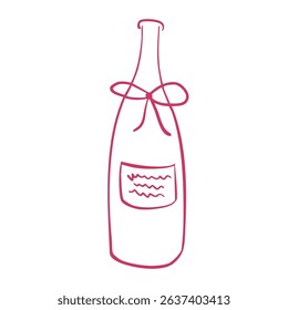 Cute Decotative Champagne Bottle isolated on a white background. Perfect for party invitation, posters, logo of event organizer