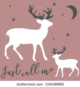 Cute Deer Animal Cartoon Doodle Slogan Tshirt Print Design