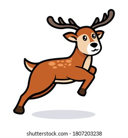 Cute deer animal mascot logo design illustration