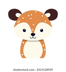 Cute deer animal sticker. Cute animal face cartoon vector illustration