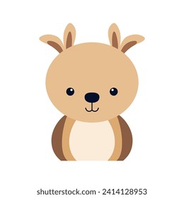Cute deer animal sticker. Cute animal face cartoon vector illustration