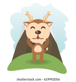 cute deer animal winking